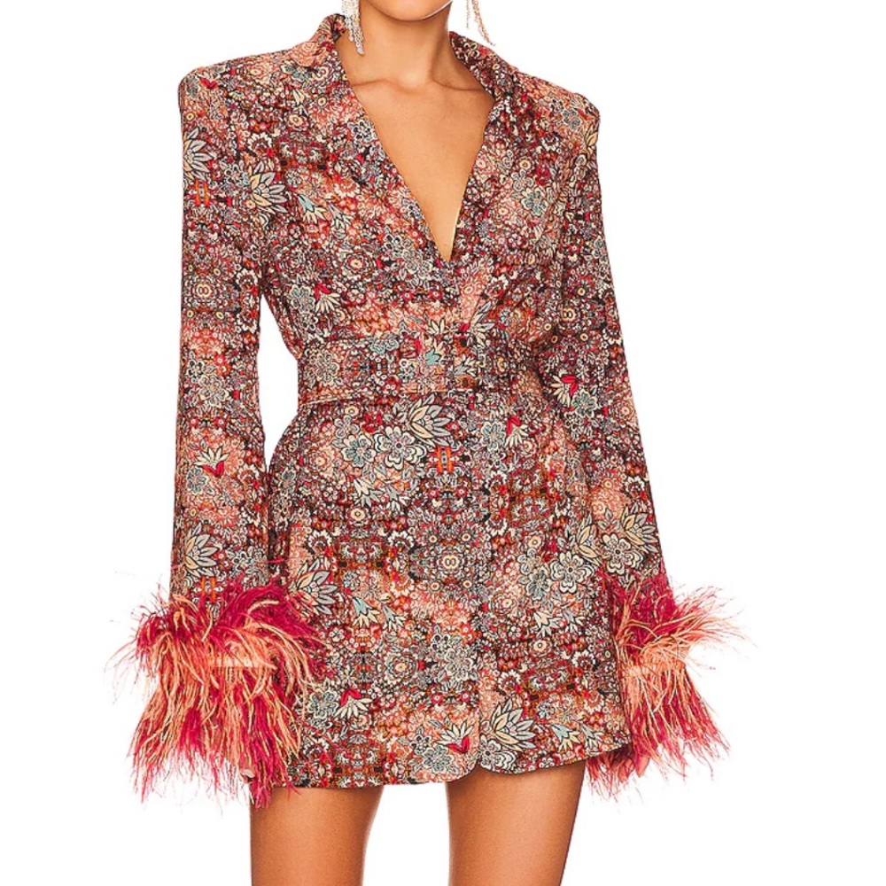 Bronx and Banco - Odessa Printed Blazer in Burgundy Multi